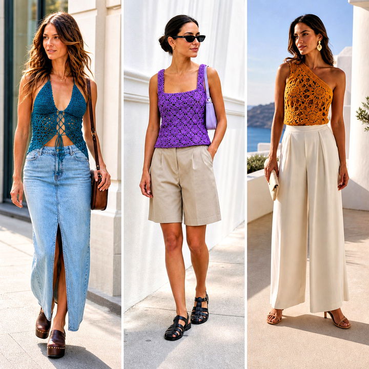 25 Daisy Jones Crochet Top Outfit Ideas for Retro Summer Style