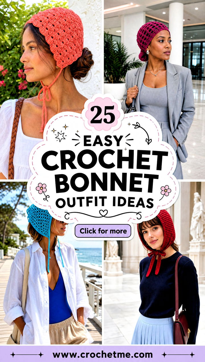 25 Easy Crochet Bonnet outfit ideas - 25 Easy Crochet Bonnet outfit ideas