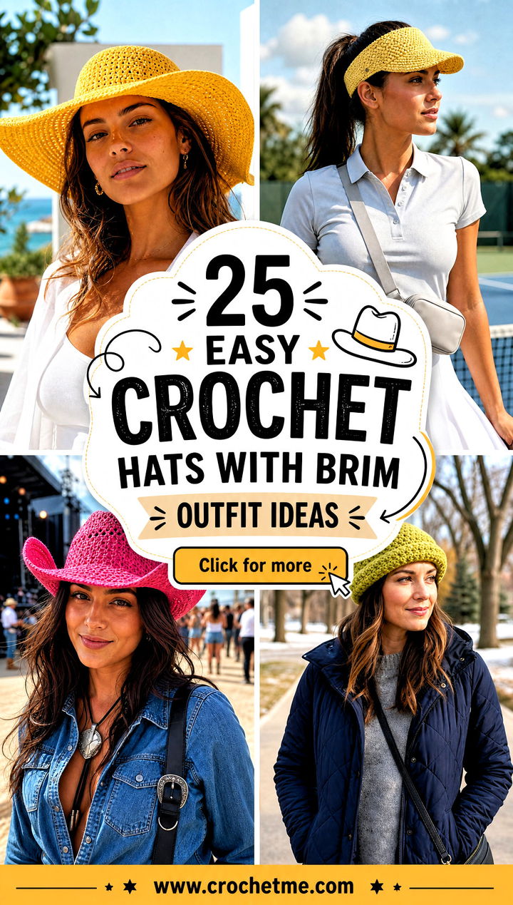 25 Easy Crochet Hats With Brim outfit ideas - 25 Easy Crochet Hats With Brim outfit ideas