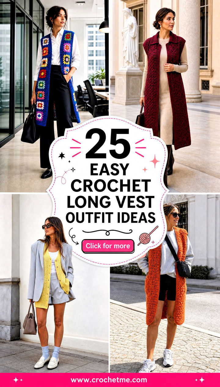 25 Easy Crochet Long Vest outfit ideas - 25 Easy Crochet Long Vest outfit ideas