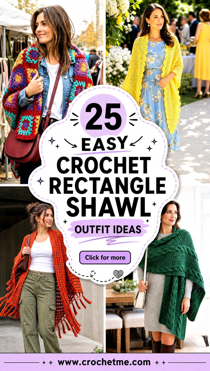 25 Easy Crochet Rectangle Shawl outfit ideas - 25 Easy Crochet Rectangle Shawl outfit ideas
