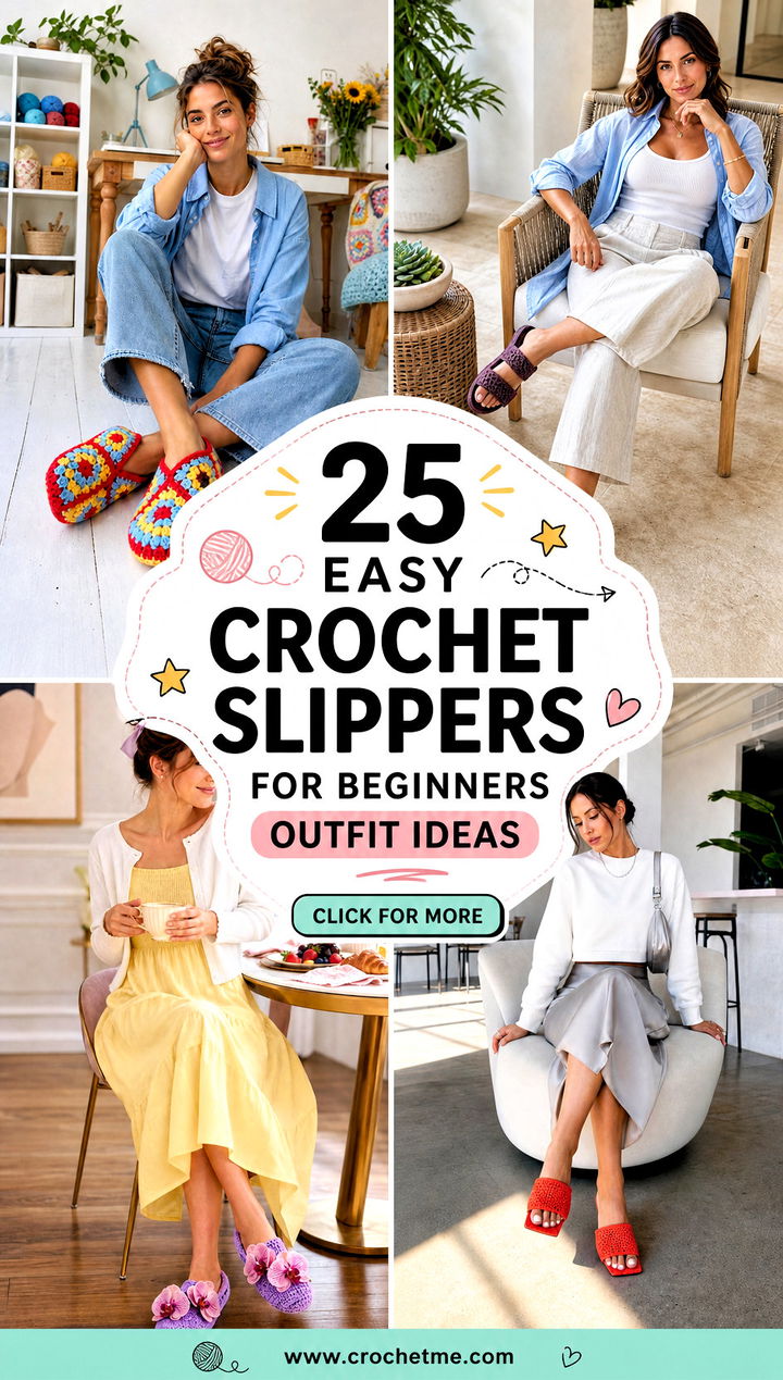 25 Easy Crochet Slippers For Beginners outfit ideas - 25 Easy Crochet Slippers For Beginners outfit ideas