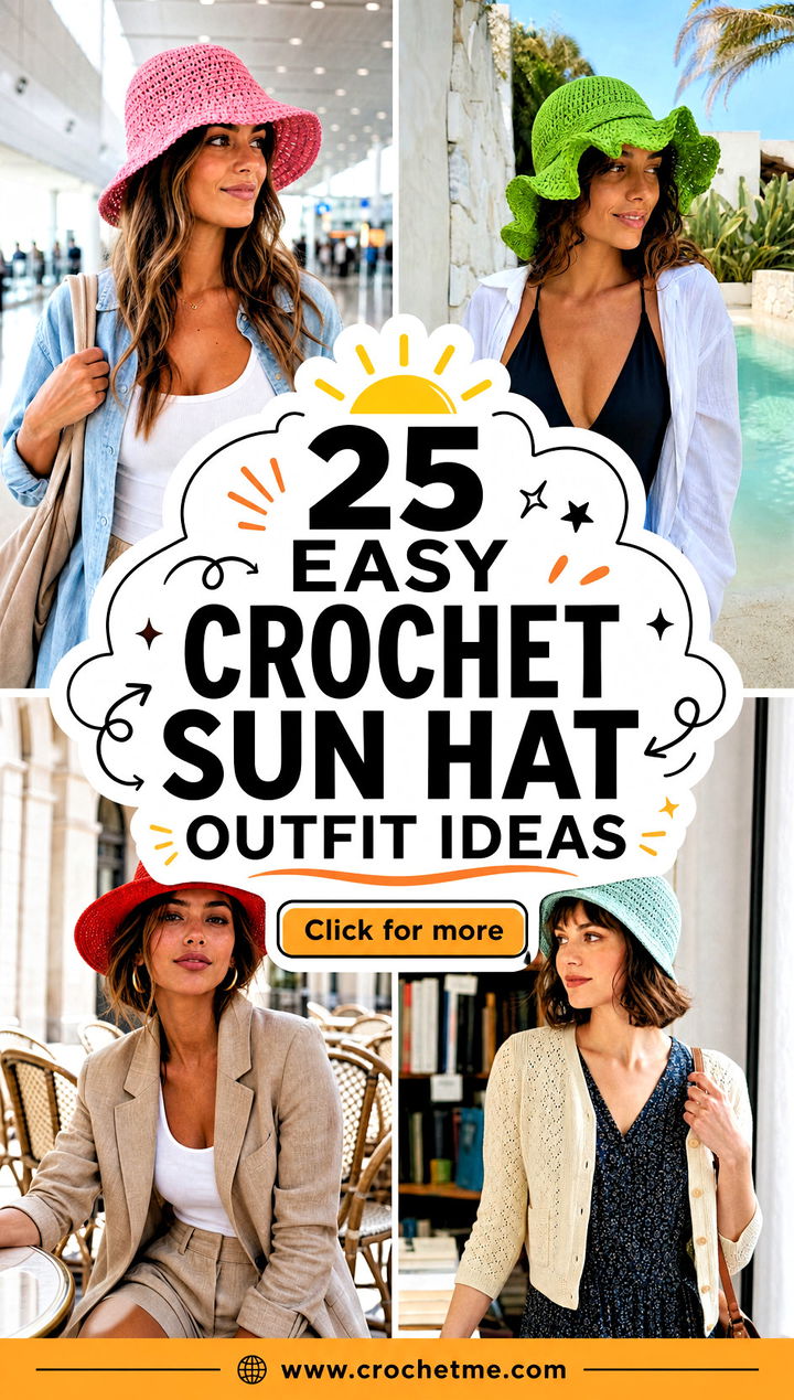 25 Easy Crochet Sun Hat outfit ideas - 25 Easy Crochet Sun Hat outfit ideas