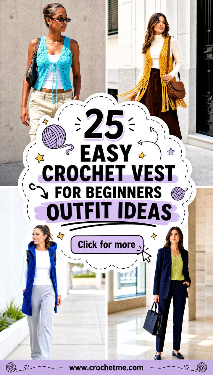 25 Easy Crochet Vest For Beginners outfit ideas - 25 Easy Crochet Vest For Beginners outfit ideas