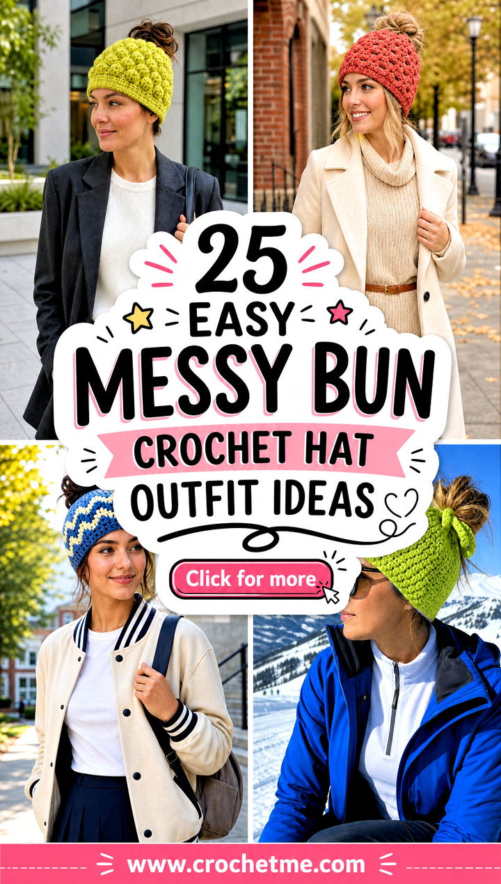 25 Easy Messy Bun Crochet Hat outfit ideas - 25 Easy Messy Bun Crochet Hat outfit ideas