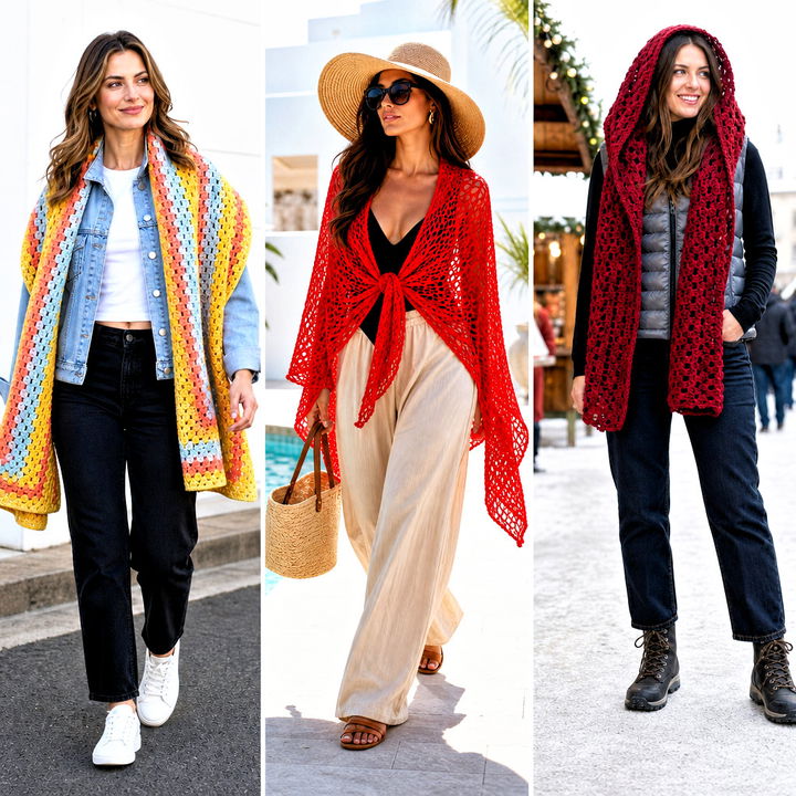 25 Easy Rectangle Crochet Shawl Outfit Ideas for Chic Layers
