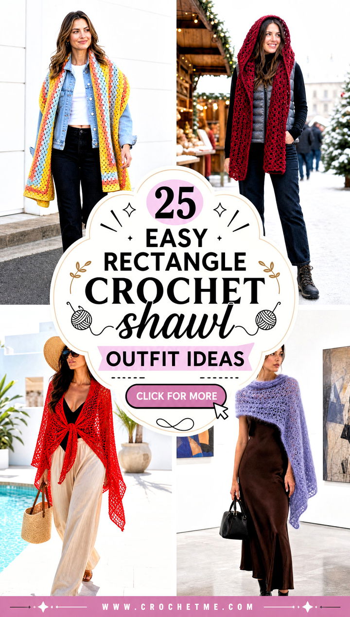 25 Easy Rectangle Crochet Shawl outfit ideas - 25 Easy Rectangle Crochet Shawl outfit ideas