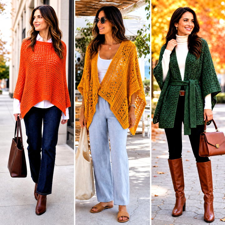 25 Easy Simple Crochet Poncho Outfit Ideas for Effortless Style