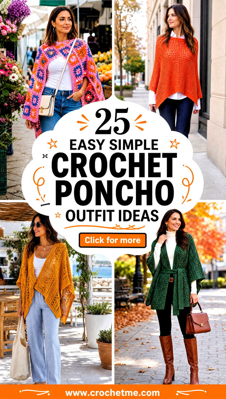 25 Easy Simple Crochet Poncho outfit ideas - 25 Easy Simple Crochet Poncho outfit ideas