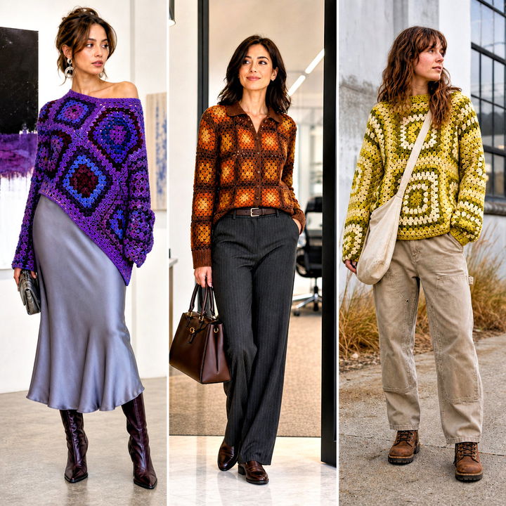 25 Fall Granny Square Sweater Outfit Ideas for Cozy Style