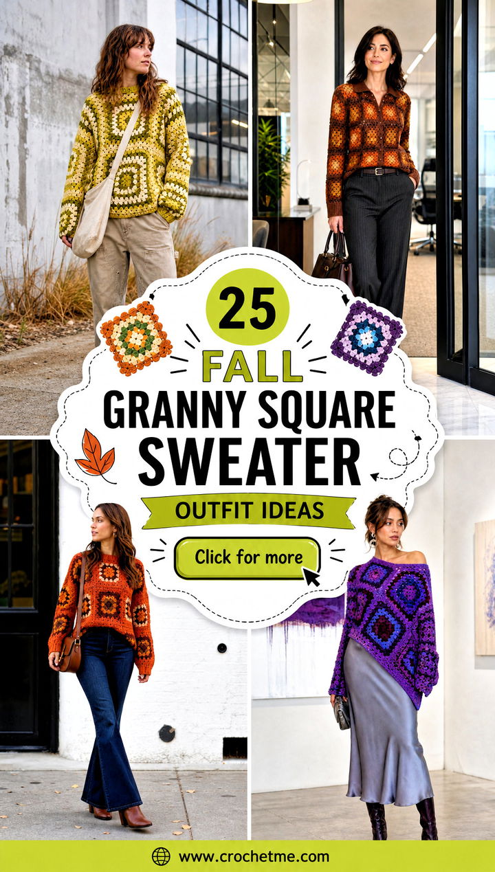 25 Fall Granny Square Sweater outfit ideas - 25 Fall Granny Square Sweater outfit ideas