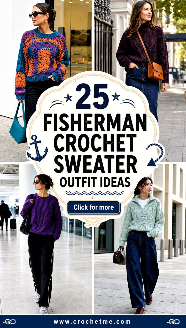 25 Fisherman Crochet Sweater outfit ideas - 25 Fisherman Crochet Sweater outfit ideas