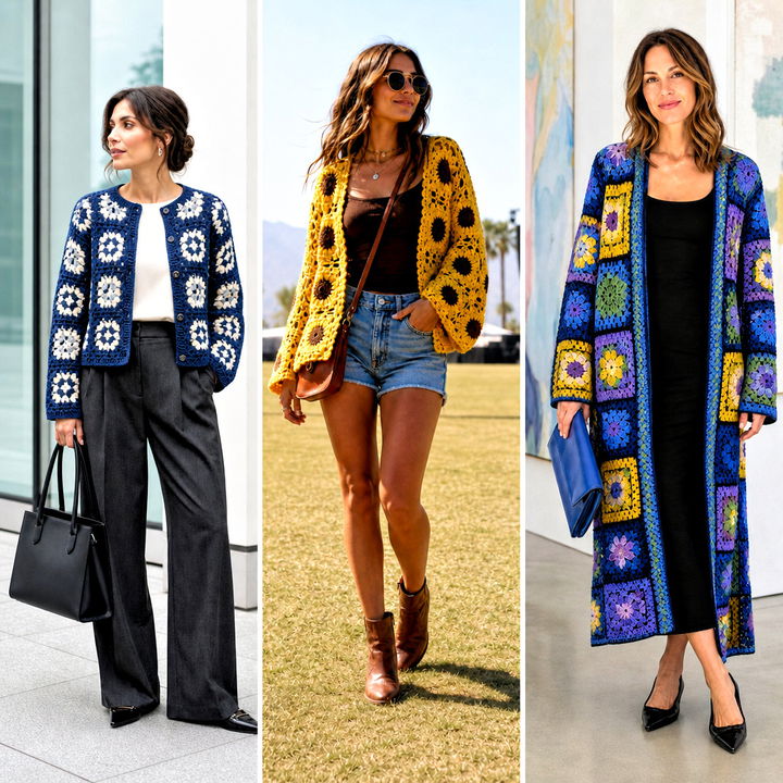 25 Flower Crochet Cardigan Outfit Ideas for Cheerful Layers