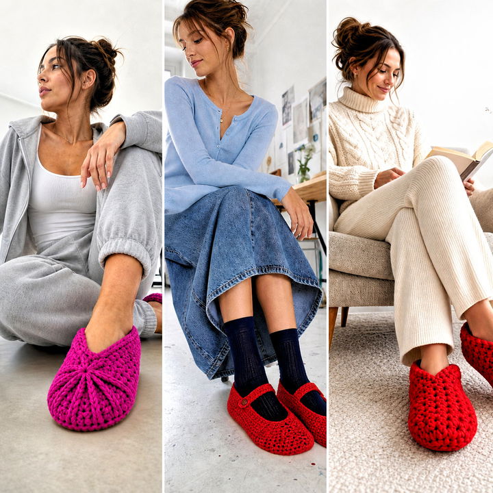 25 Folded Crochet Slippers Outfit Ideas for Cozy Home Style