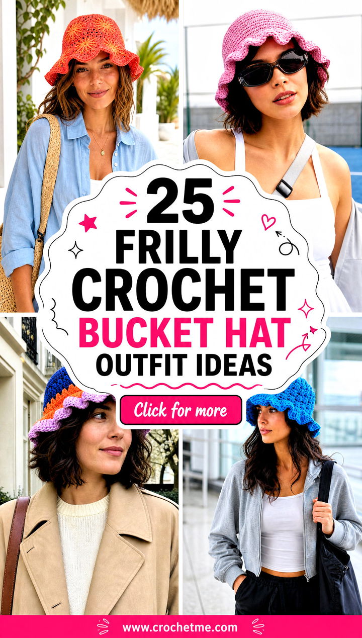 25 Frilly Crochet Bucket Hat outfit ideas - 25 Frilly Crochet Bucket Hat outfit ideas