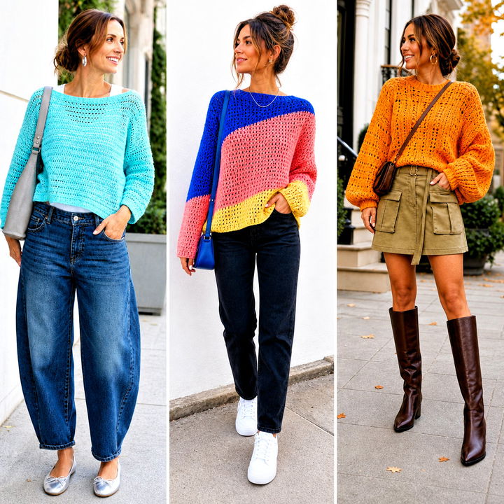 25 Funky Crochet Sweater Outfit Ideas for Bold Retro Style