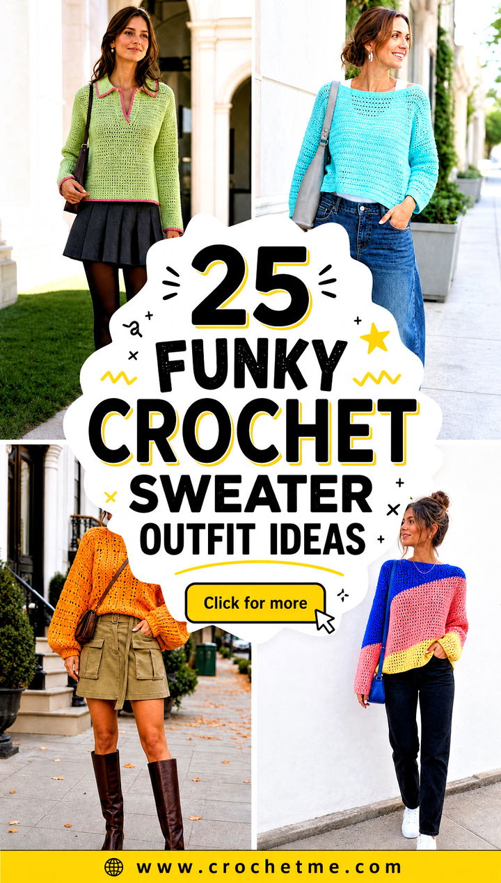 25 Funky Crochet Sweater outfit ideas - 25 Funky Crochet Sweater outfit ideas