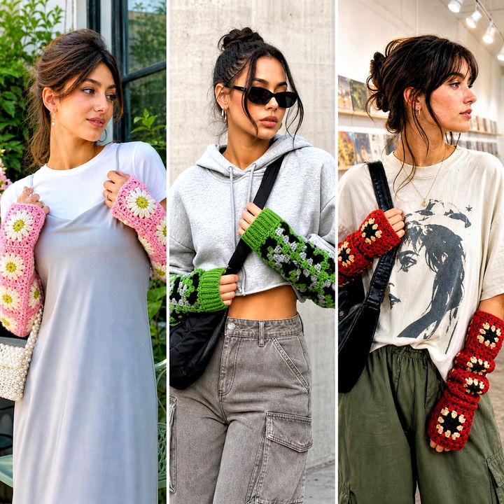 25 Granny Square Arm Warmers Outfit Ideas for Cozy Fall Looks