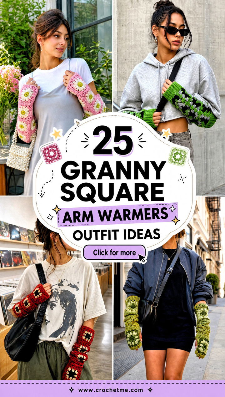 25 Granny Square Arm Warmers outfit ideas - 25 Granny Square Arm Warmers outfit ideas