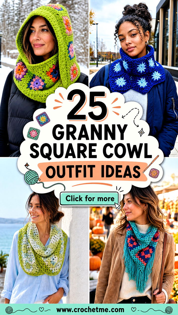 25 Granny Square Cowl outfit ideas - 25 Granny Square Cowl outfit ideas