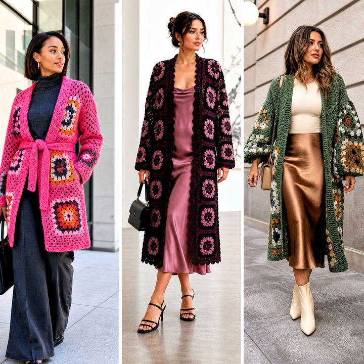 25 Granny Square Crochet Coat Outfit Ideas for Chic Winter Style