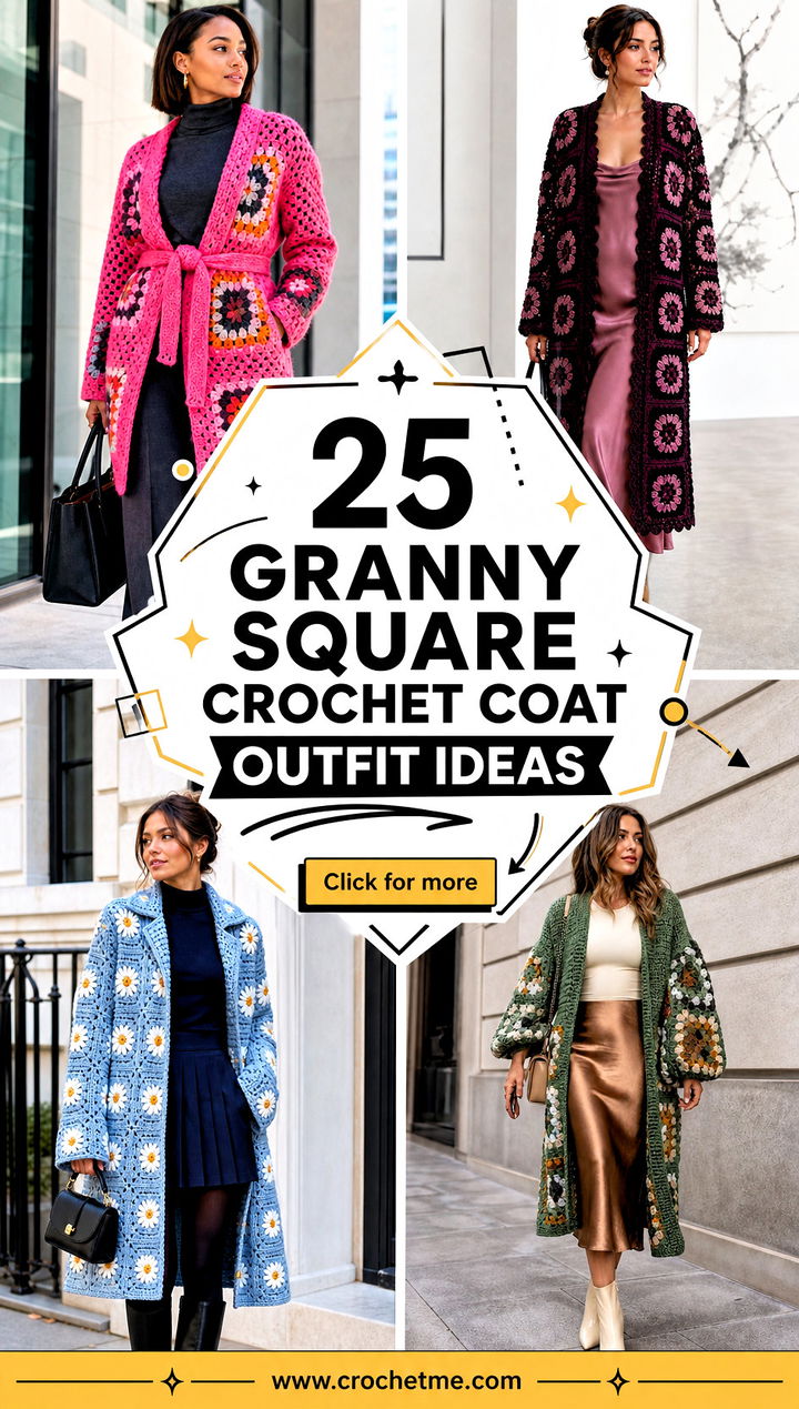 25 Granny Square Crochet Coat outfit ideas - 25 Granny Square Crochet Coat outfit ideas