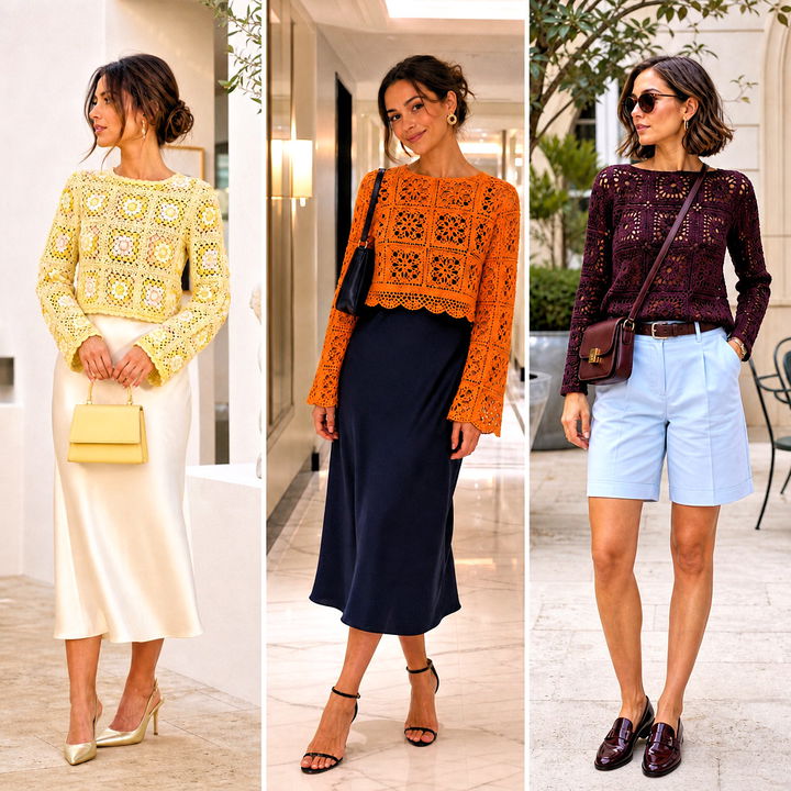 25 Granny Square Crochet Long Sleeve Top Outfit Ideas to Try