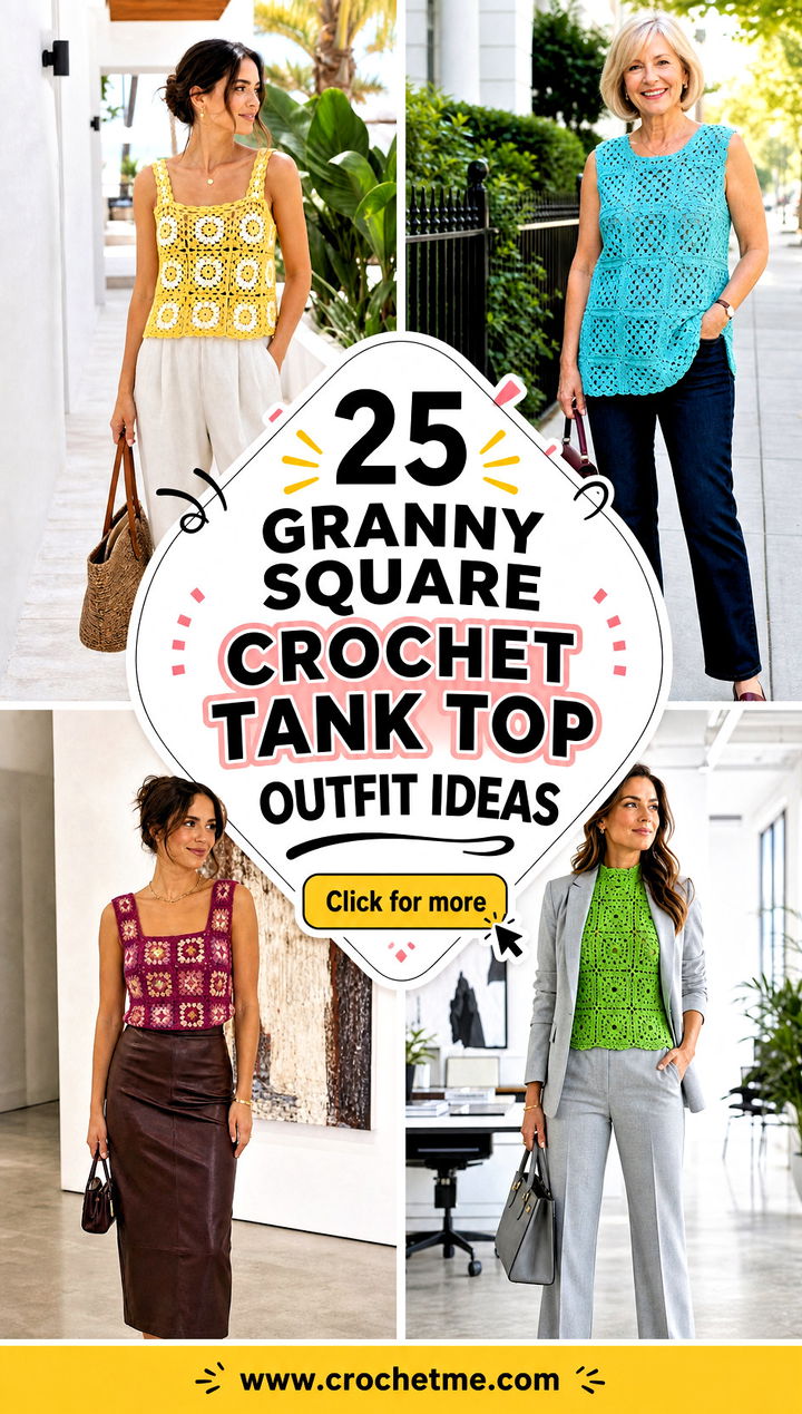 25 Granny Square Crochet Tank Top outfit ideas - 25 Granny Square Crochet Tank Top outfit ideas