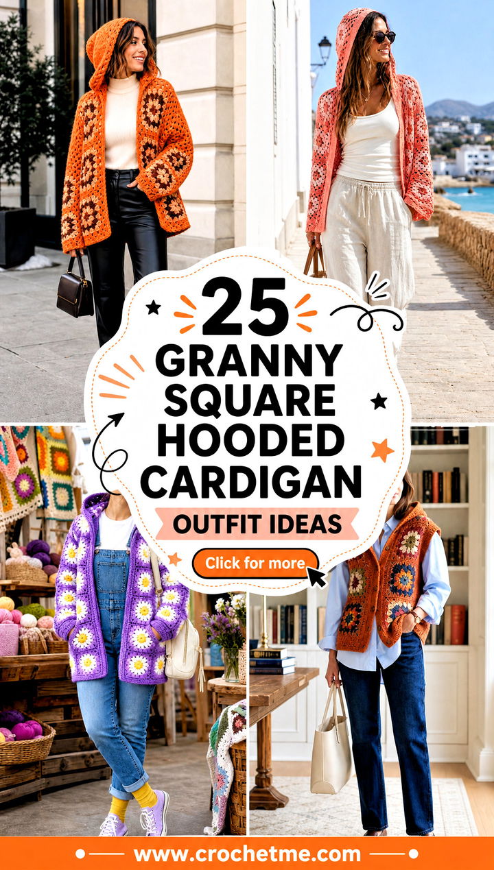 25 Granny Square Hooded Cardigan outfit ideas - 25 Granny Square Hooded Cardigan outfit ideas