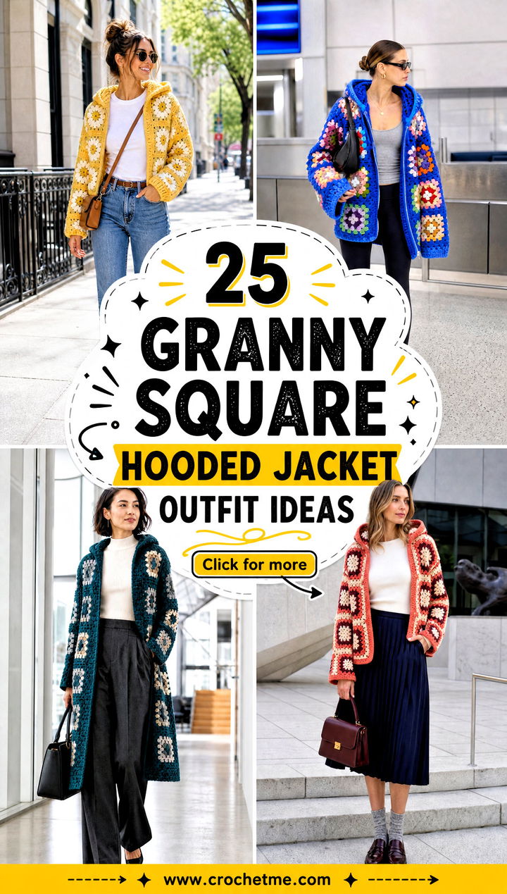 25 Granny Square Hooded Jacket outfit ideas - 25 Granny Square Hooded Jacket outfit ideas