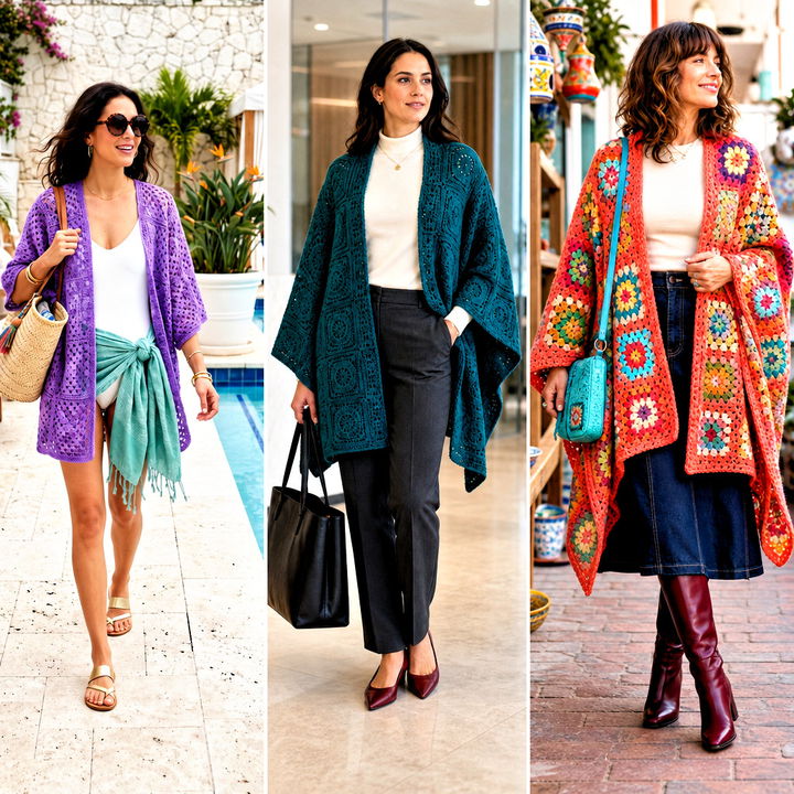 25 Granny Square Ruana Outfit Ideas for Effortless Layering