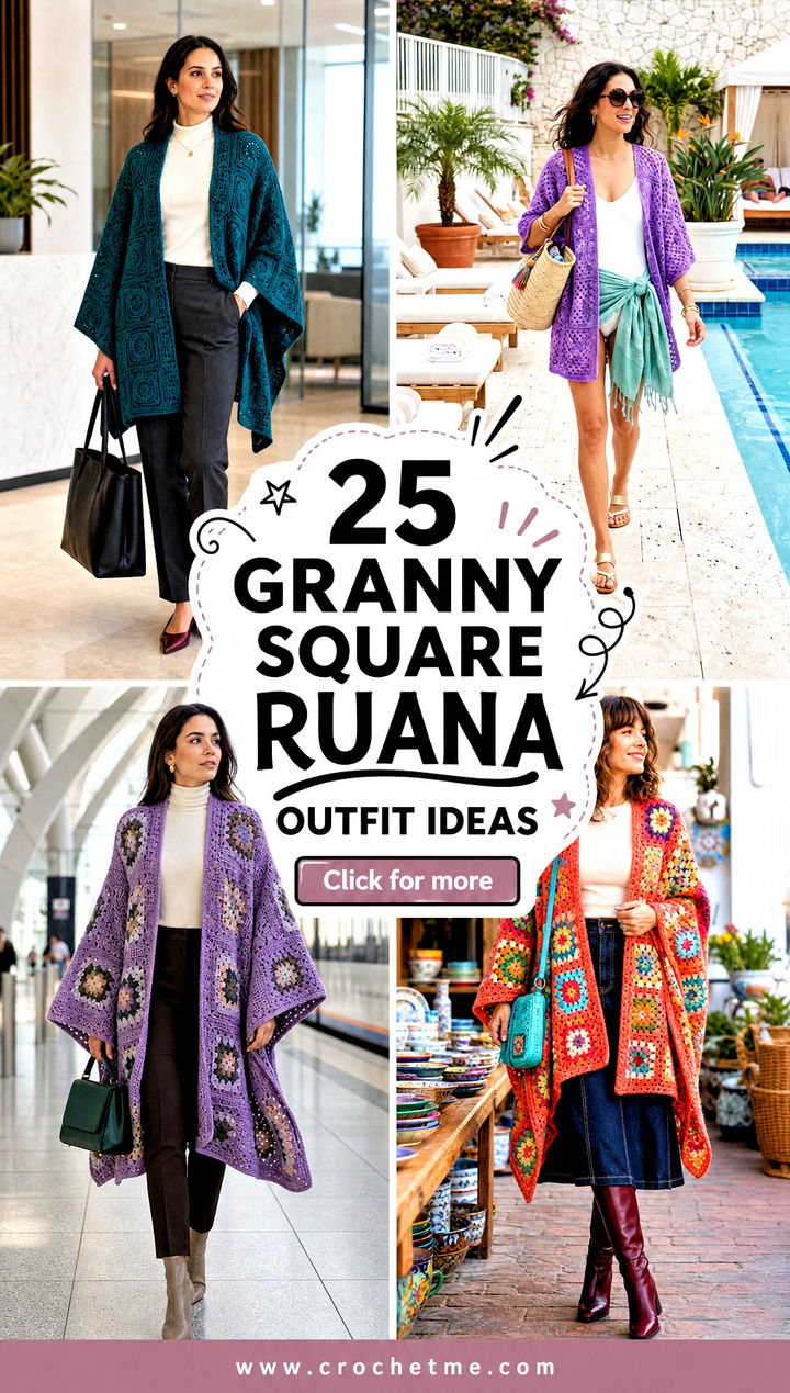 25 Granny Square Ruana outfit ideas - 25 Granny Square Ruana outfit ideas