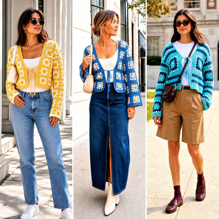 25 Granny Square Tie Cardigan Outfit Ideas for Cozy Style