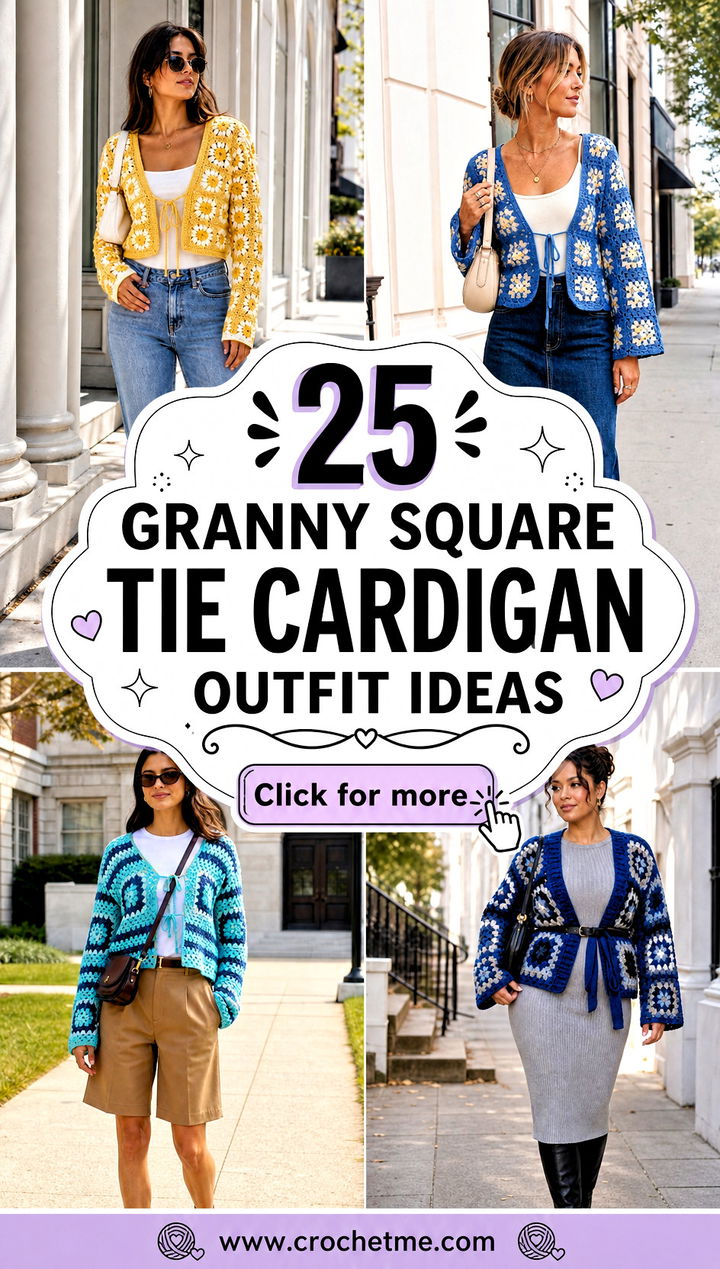 25 Granny Square Tie Cardigan outfit ideas - 25 Granny Square Tie Cardigan outfit ideas