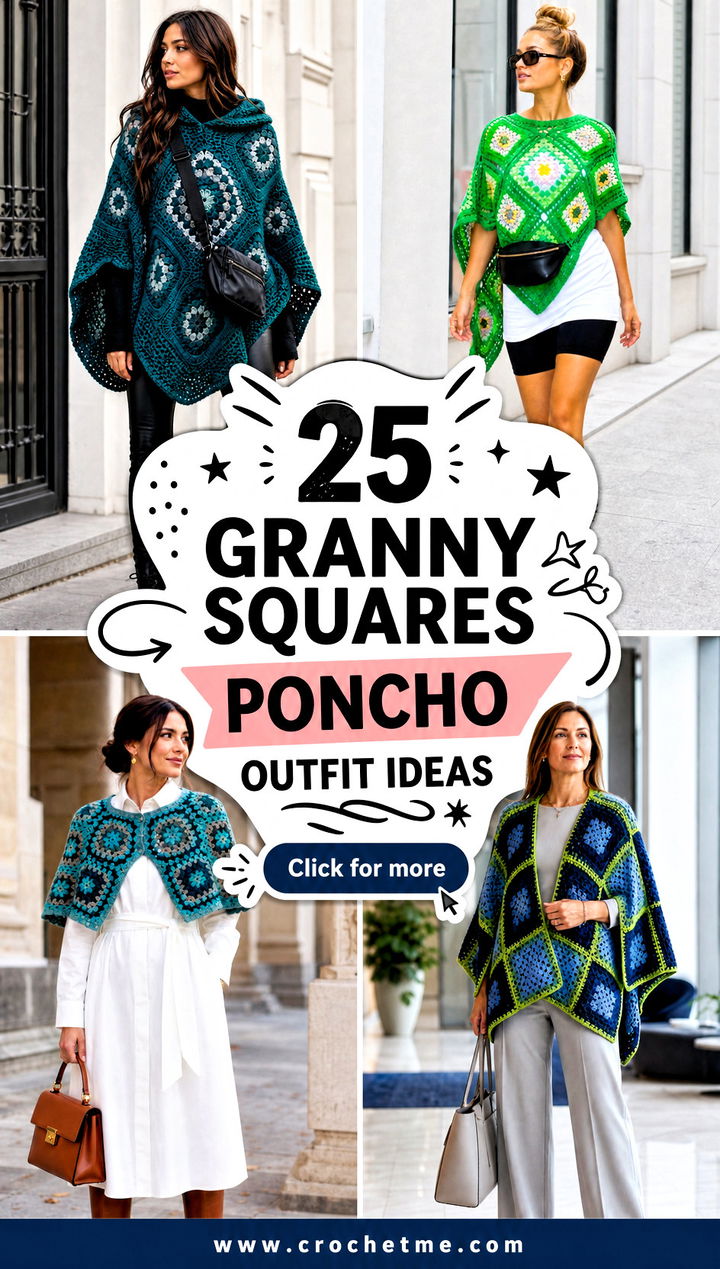 25 Granny Squares Poncho outfit ideas - 25 Granny Squares Poncho outfit ideas