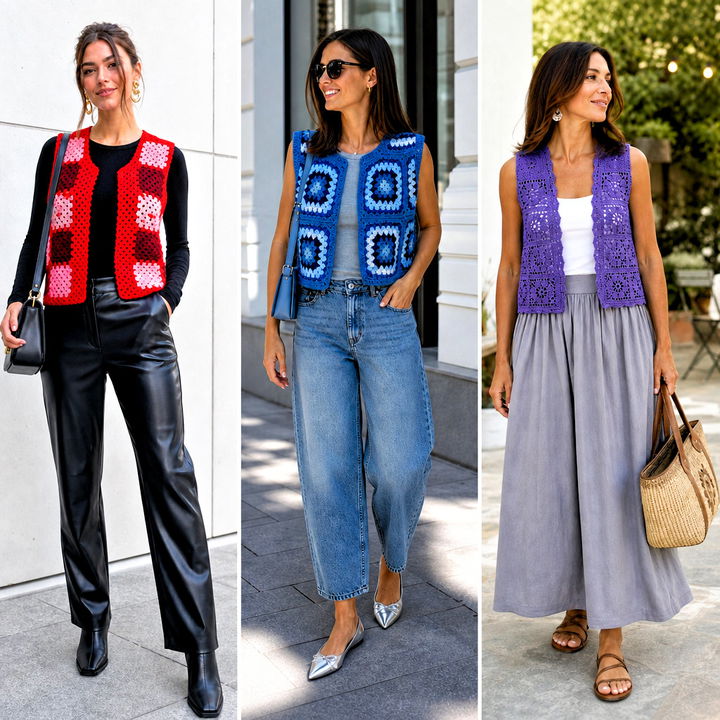 25 Granny Squares Vest Outfit Ideas for Creative Layering