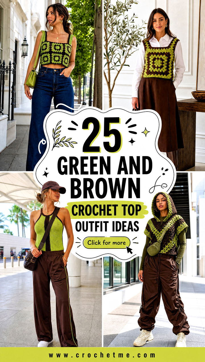 25 Green And Brown Crochet Top outfit ideas - 25 Green And Brown Crochet Top outfit ideas