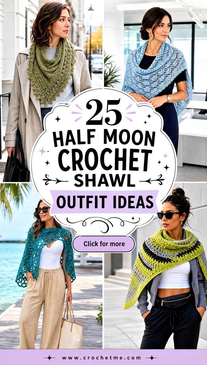 25 Half Moon Crochet Shawl outfit ideas - 25 Half Moon Crochet Shawl outfit ideas