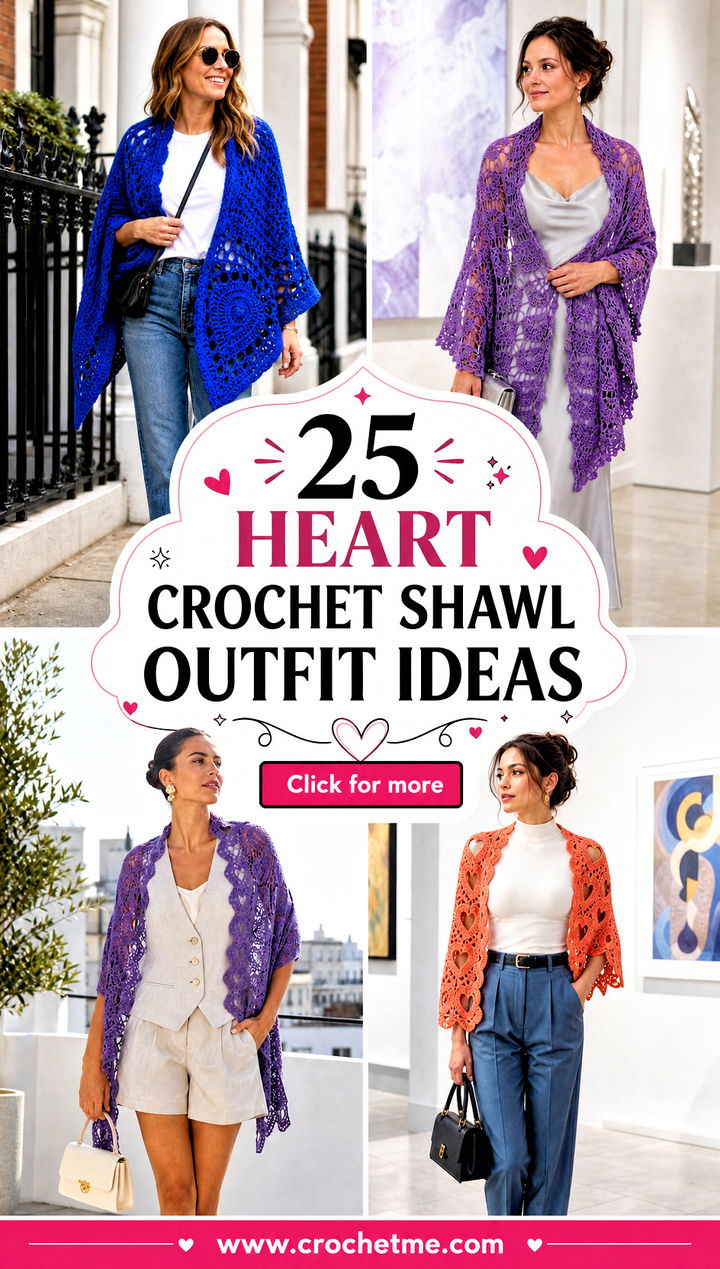 25 Heart Crochet Shawl outfit ideas - 25 Heart Crochet Shawl outfit ideas