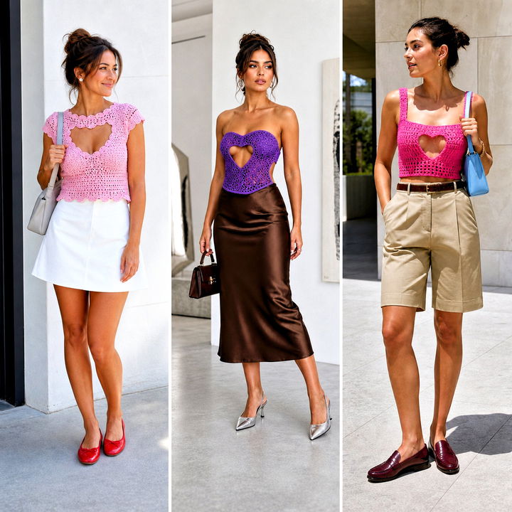 25 Heart Cut Out Crochet Top Outfit Ideas for Date Night