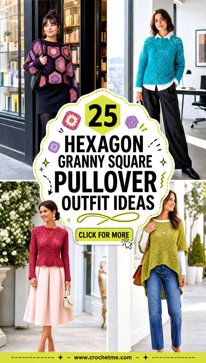 25 Hexagon Granny Square Pullover outfit ideas - 25 Hexagon Granny Square Pullover outfit ideas