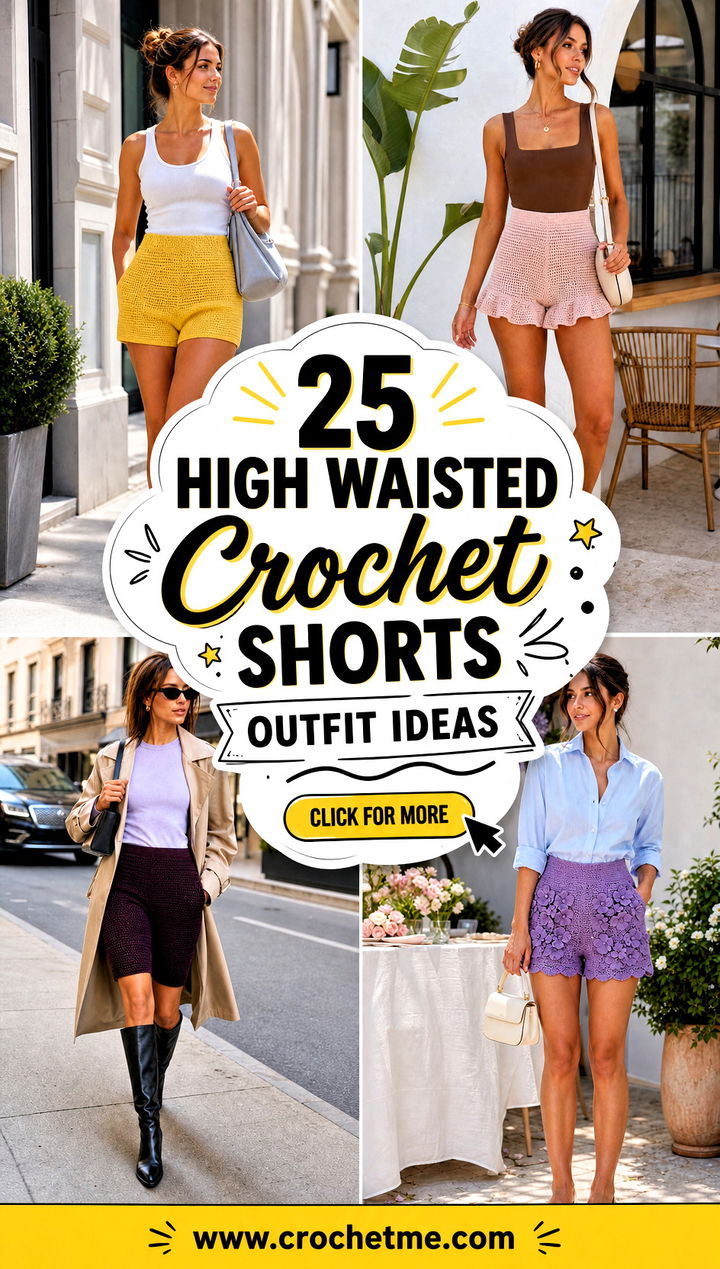 25 High Waisted Crochet Shorts outfit ideas - 25 High Waisted Crochet Shorts outfit ideas