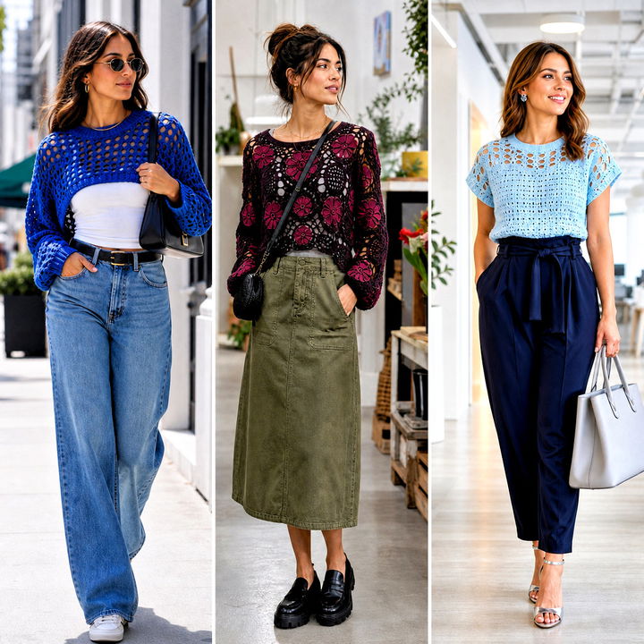 25 Hollow Out Crochet Sweater Outfit Ideas for Chic Layers