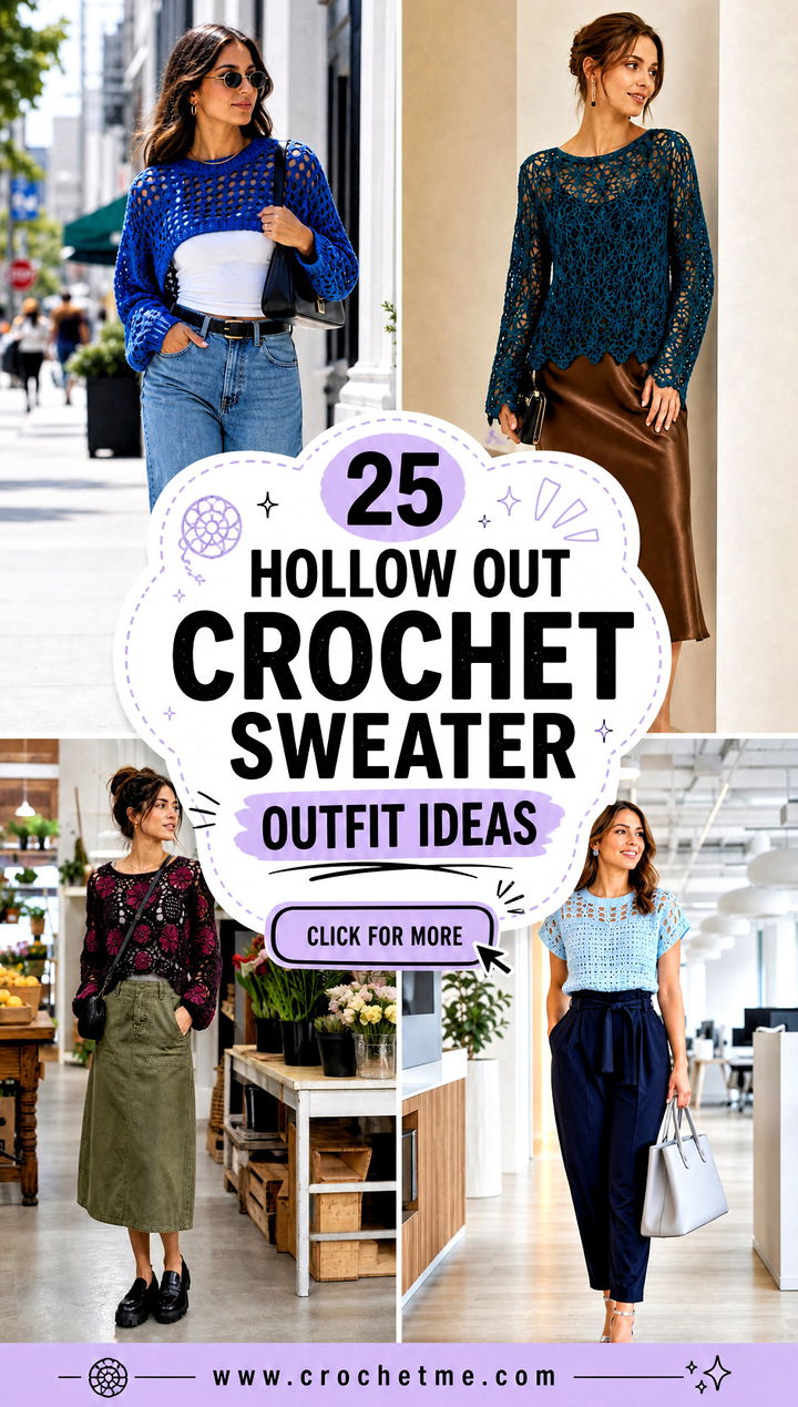 25 Hollow Out Crochet Sweater outfit ideas - 25 Hollow Out Crochet Sweater outfit ideas