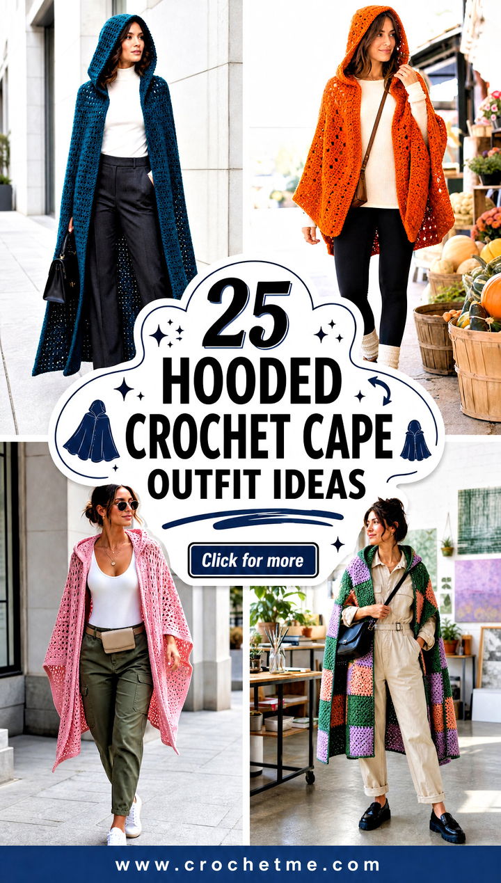 25 Hooded Crochet Cape outfit ideas - 25 Hooded Crochet Cape outfit ideas