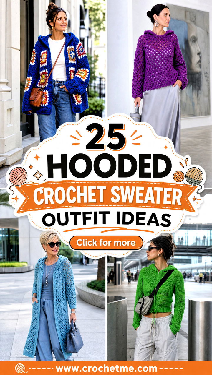 25 Hooded Crochet Sweater outfit ideas - 25 Hooded Crochet Sweater outfit ideas
