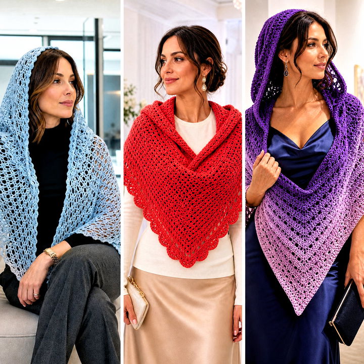 25 Hooded Triangle Crochet Shawl Outfit Ideas for Cozy Days