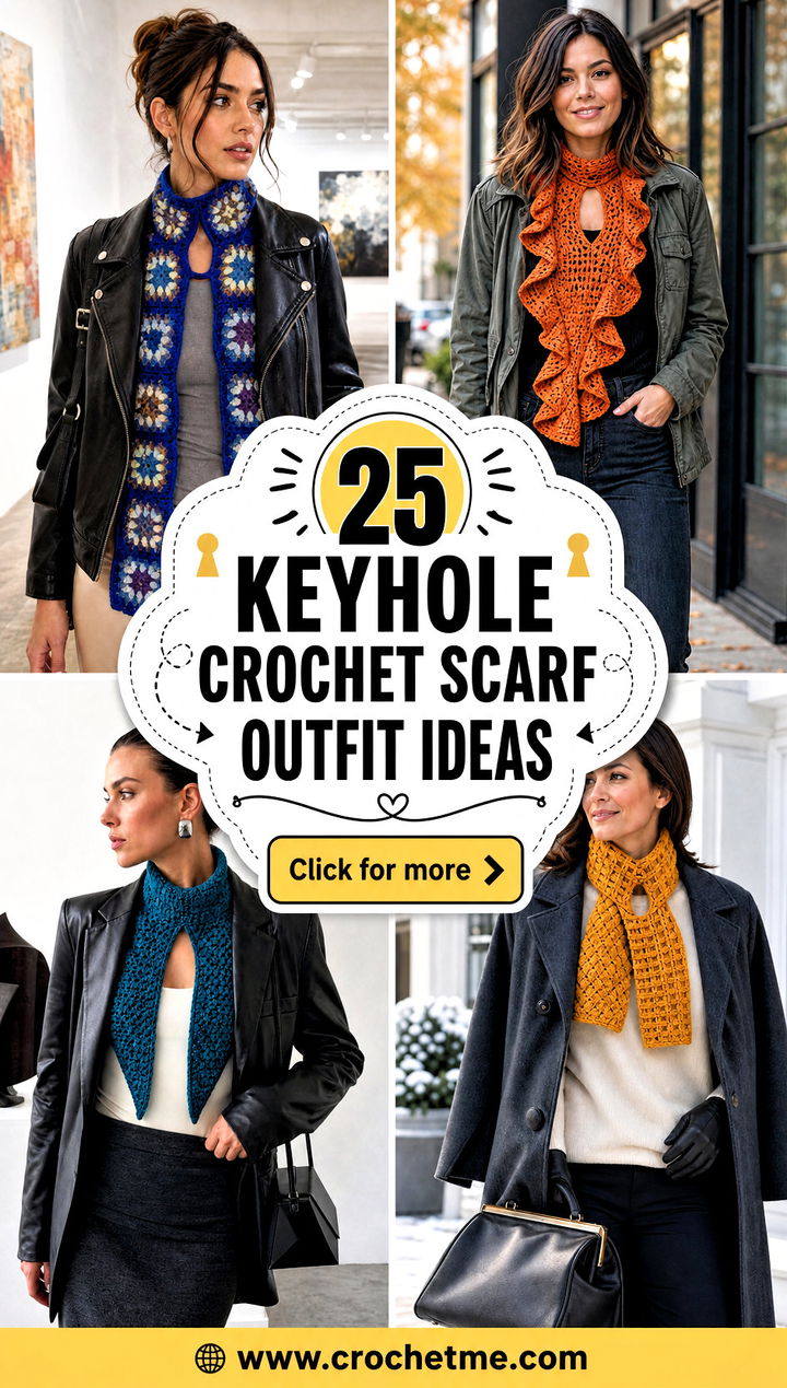 25 Keyhole Crochet Scarf outfit ideas - 25 Keyhole Crochet Scarf outfit ideas