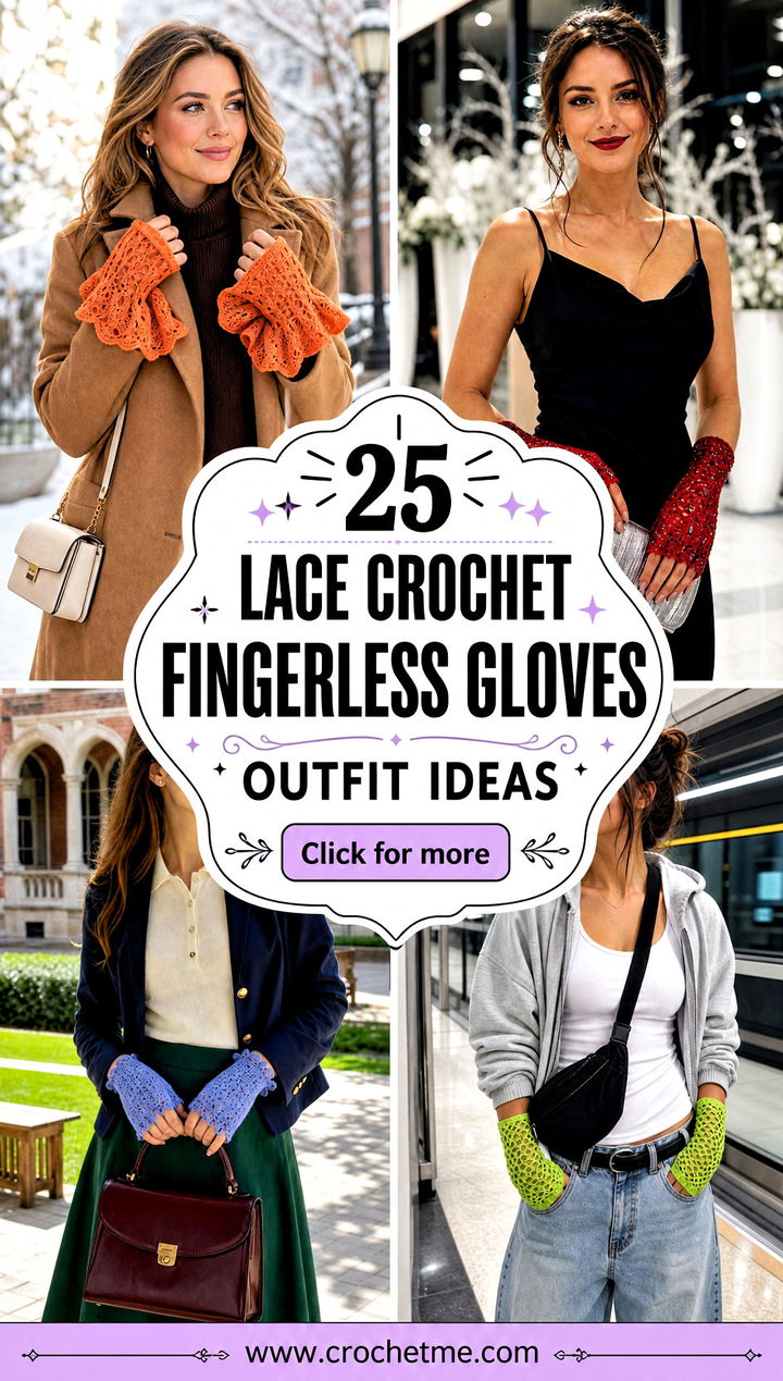 25 Lace Crochet Fingerless Gloves outfit ideas - 25 Lace Crochet Fingerless Gloves outfit ideas