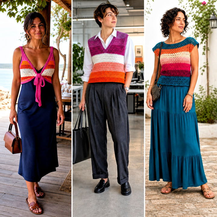 25 Lesbian Flag Crochet Top Outfit Ideas for Pride Style